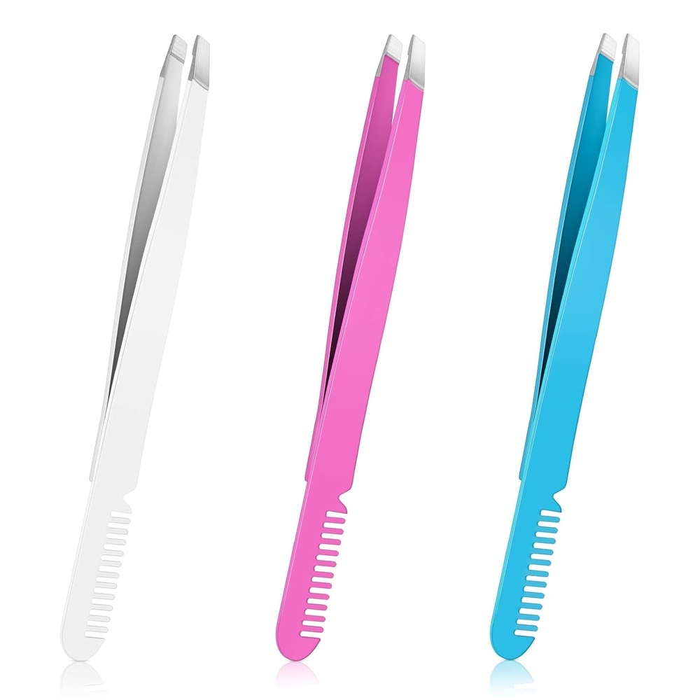 Slant Tip Tweezers With Comb